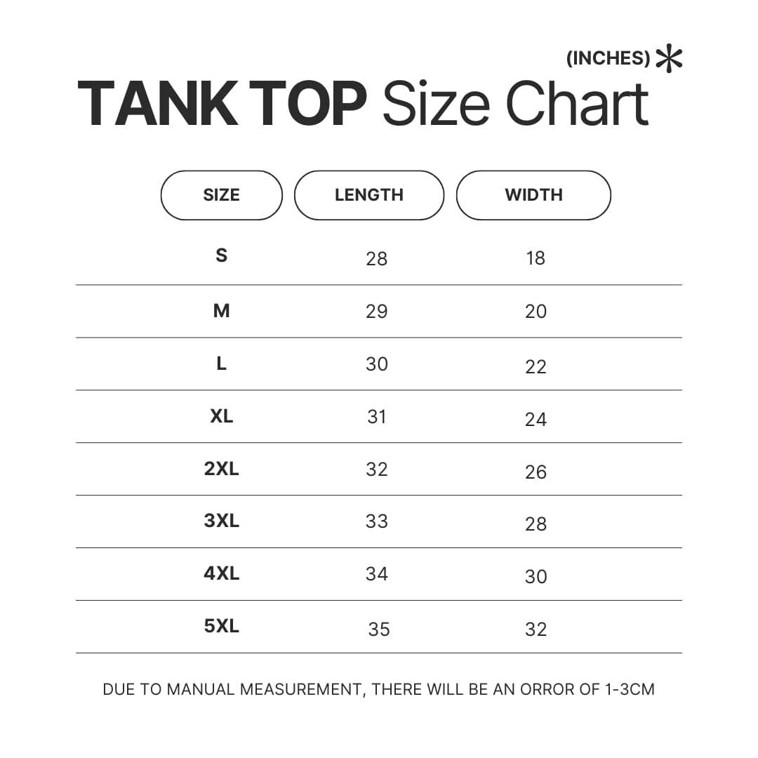 Tank Top Size Chart - Cyberpunk UK Store
