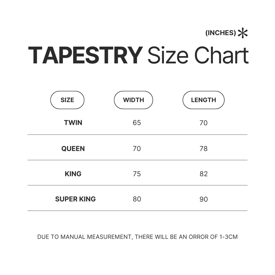 Tapestry Size Chart - Cyberpunk UK Store