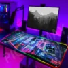 Cyberpunk Large RGB Mouse Mat Neon Gamer Mousepads LED Gaming Mousepad Big Luminous Desk Pad Desk - Cyberpunk UK Store