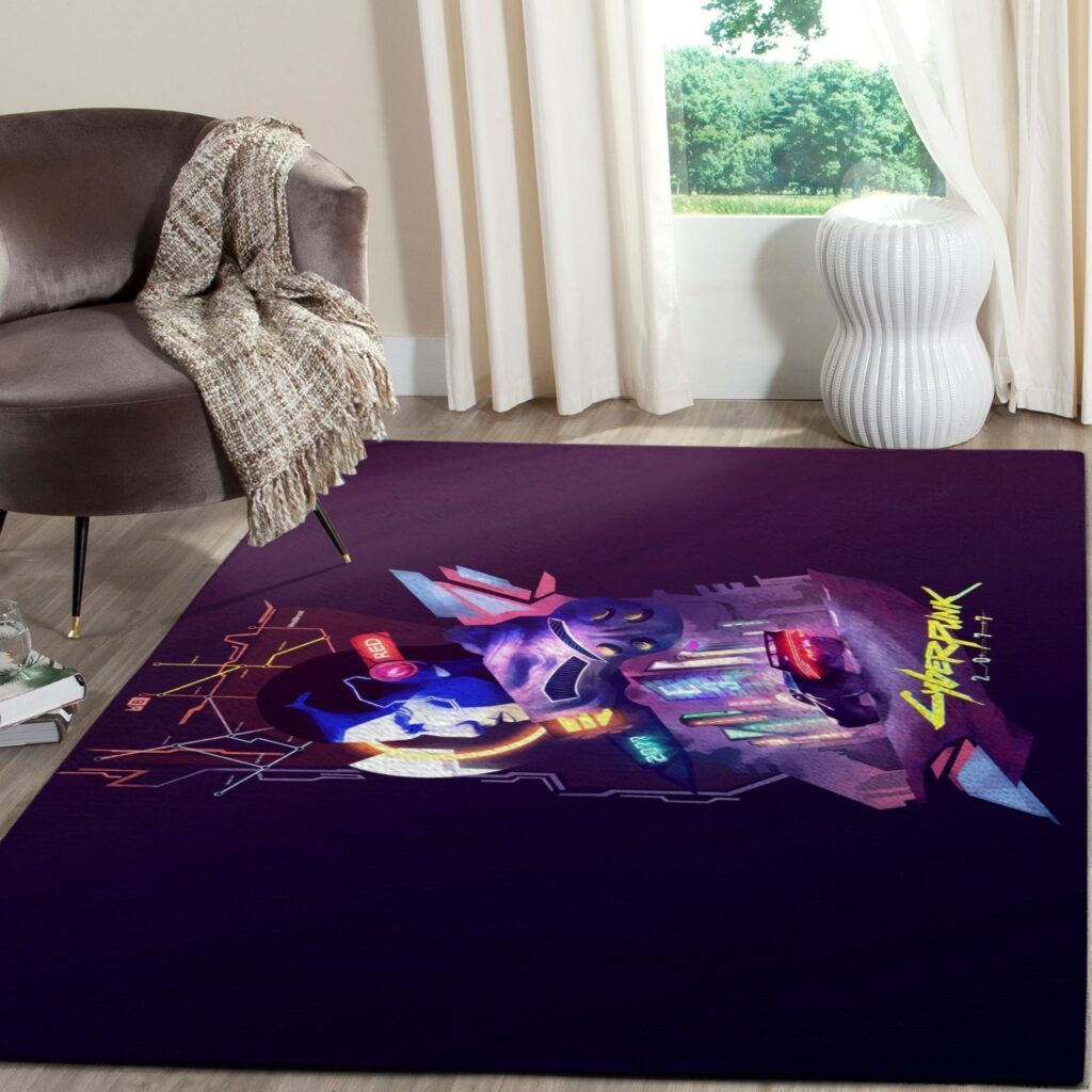 Cyberpunk 2077 Urban Nightscape Printed Anti-skid Rug