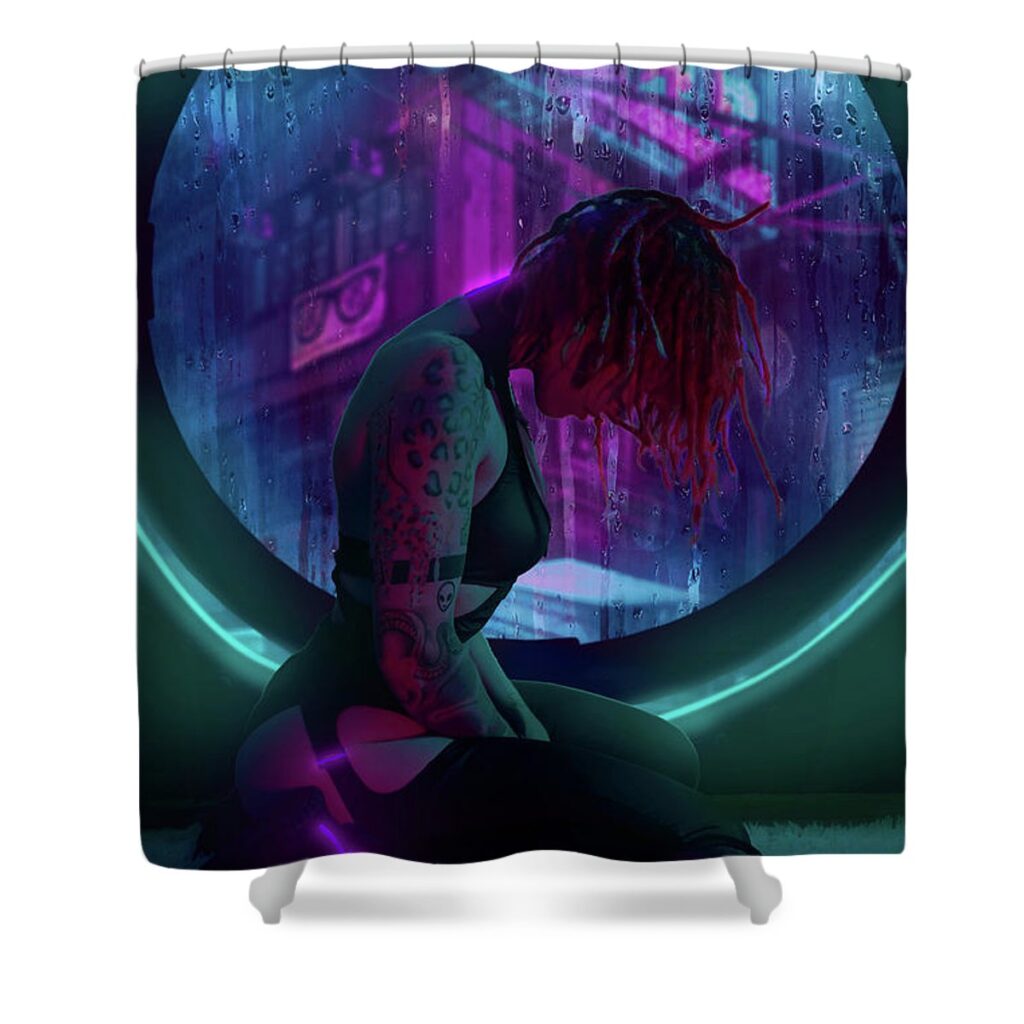 Cyberpunk 2077 Cybergirl Shower Curtain