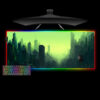 green cityscape design rgb lighting gaming mousepad large size computer desk mat - Cyberpunk UK Store