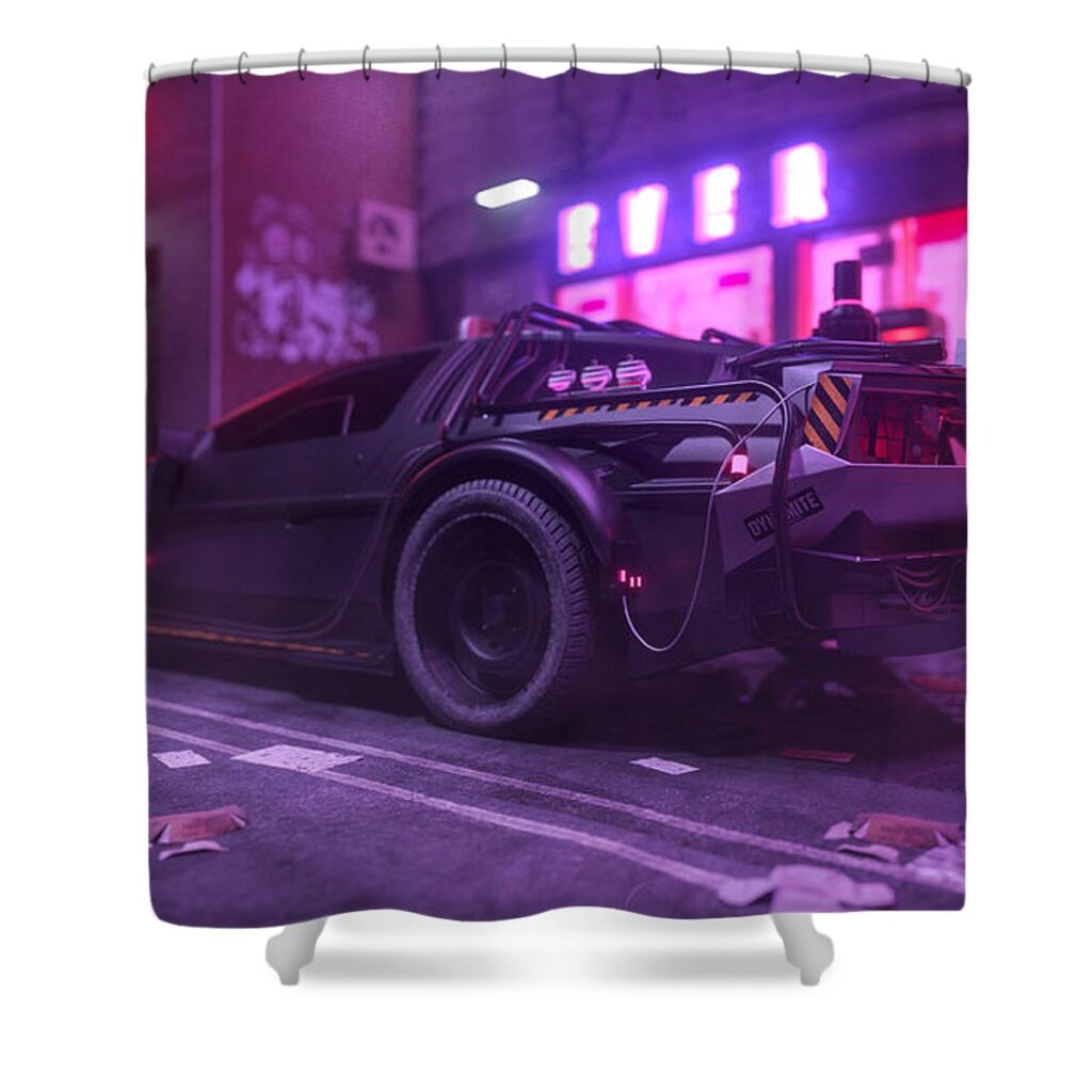 Cyberpunk 2077 New Delorean II Shower Curtain