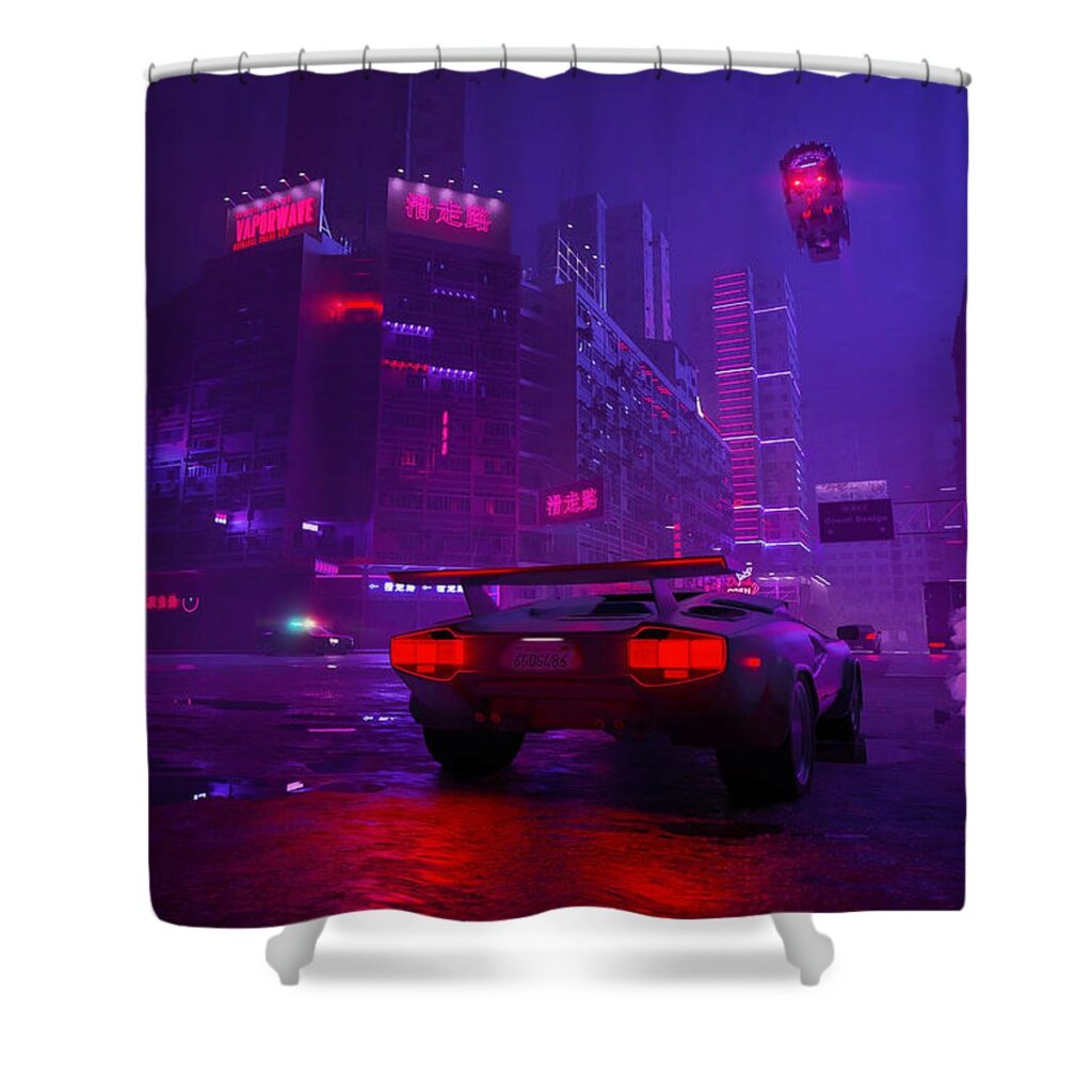 Cyberpunk 2077 Outrun Shower Curtain