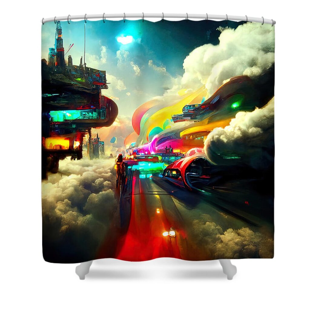 Cyberpunk 2077 Welcome to Cloud City Best-loved Shower Curtain